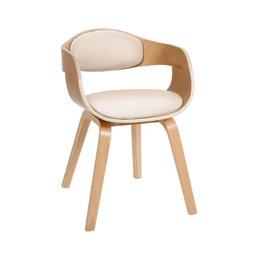 CLP Esszimmerstuhl mit Armlehnen aus Kunstleder natura/creme style modern Beige Pvc - Polyvinlychlorid