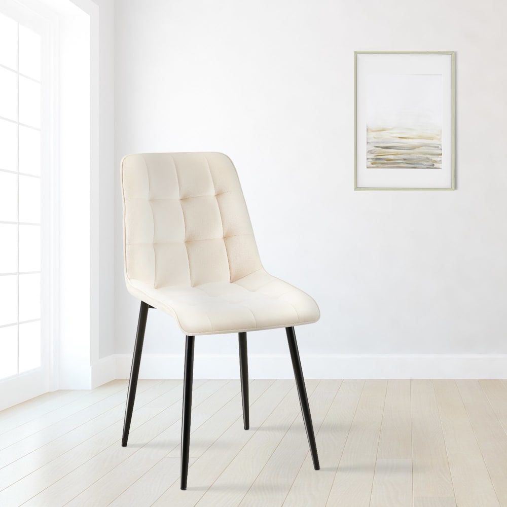 CLP Esszimmerstuhl mit Fußgestell aus Samt creme style modern Beige Samt