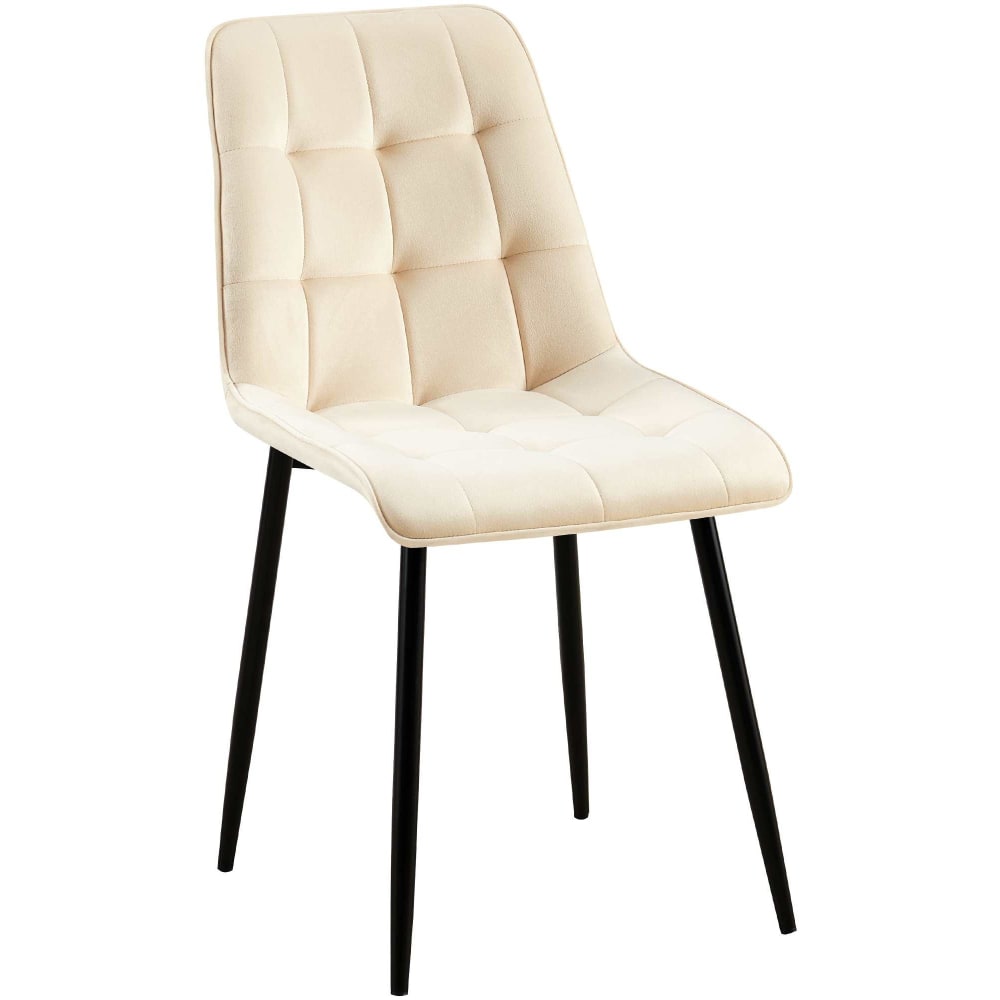Esszimmerstuhl mit Fußgestell aus Samt creme - Maisons Du Monde