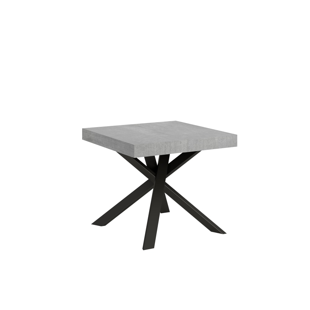 mesa extensible 90x90194 cm efecto madera gris cemento hierro