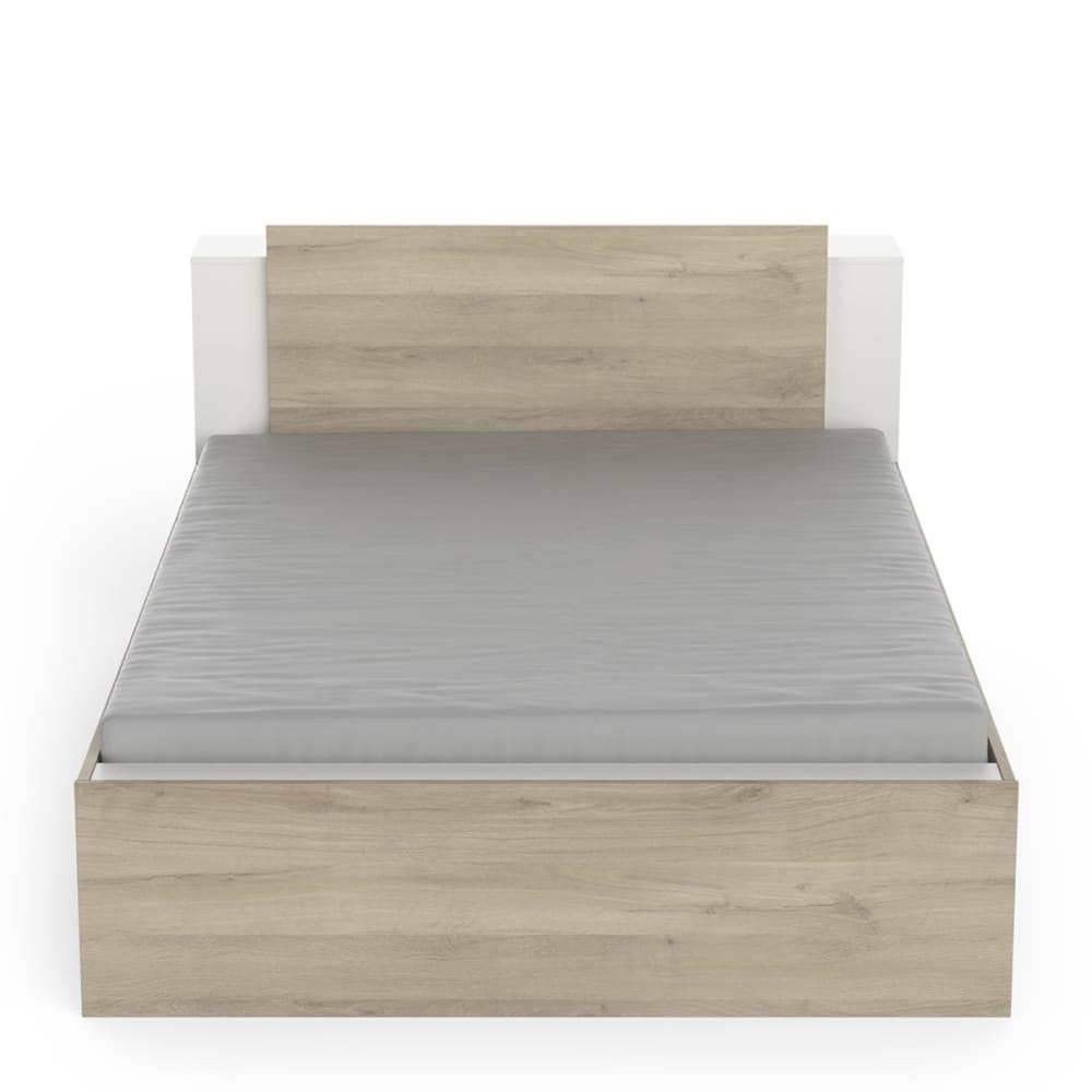 Lit 140x190/200 cm 2 tiroirs et 2 niches effet bois