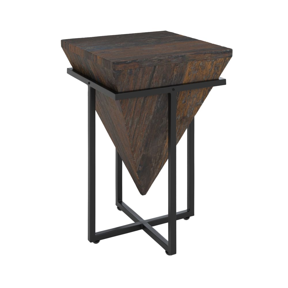 Maison Pavane Kleine Holz- und Metallbeistelltisch style industrial Braun Holz