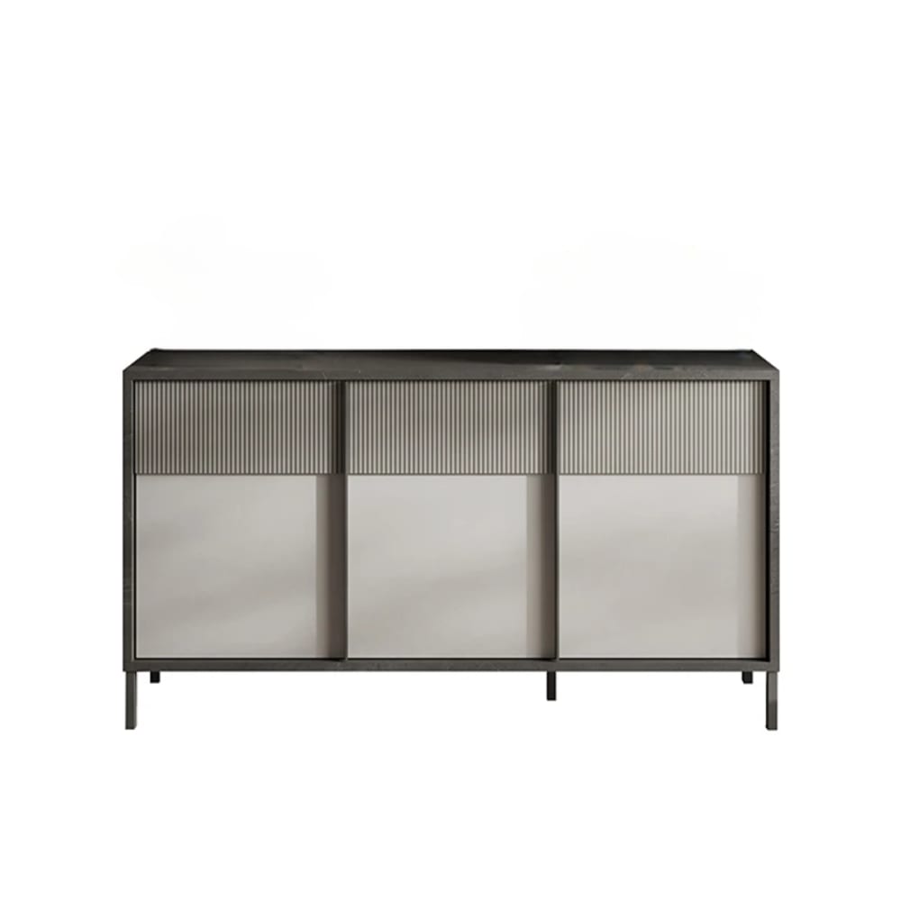 Petit buffet 3 portes et 2 étagères L156 cm - Gris