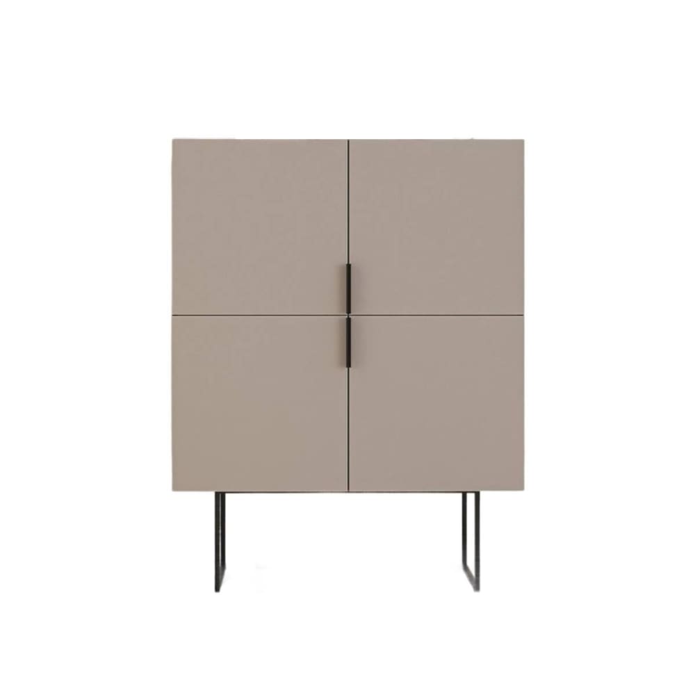 Petit buffet 4 portes couleur moka et pieds en métal - L100 cm