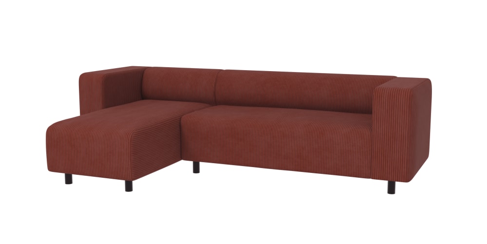 Canapé d’angle en tissu côtelé terre cuite 240x142x65 cm