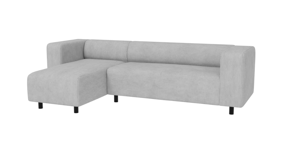 Canapé d’angle en tissu côtelé gris clair 240x142x65 cm
