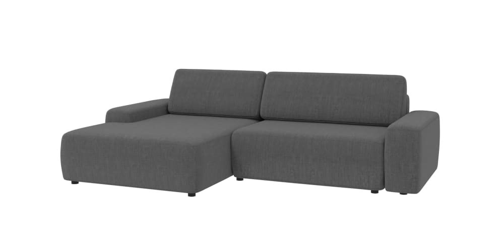 Canapé d’angle convertible avec coffre, en velours gris