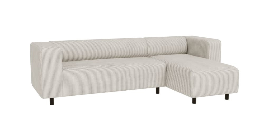 Canapé d’angle en tissu côtelé beige 240x142x65 cm