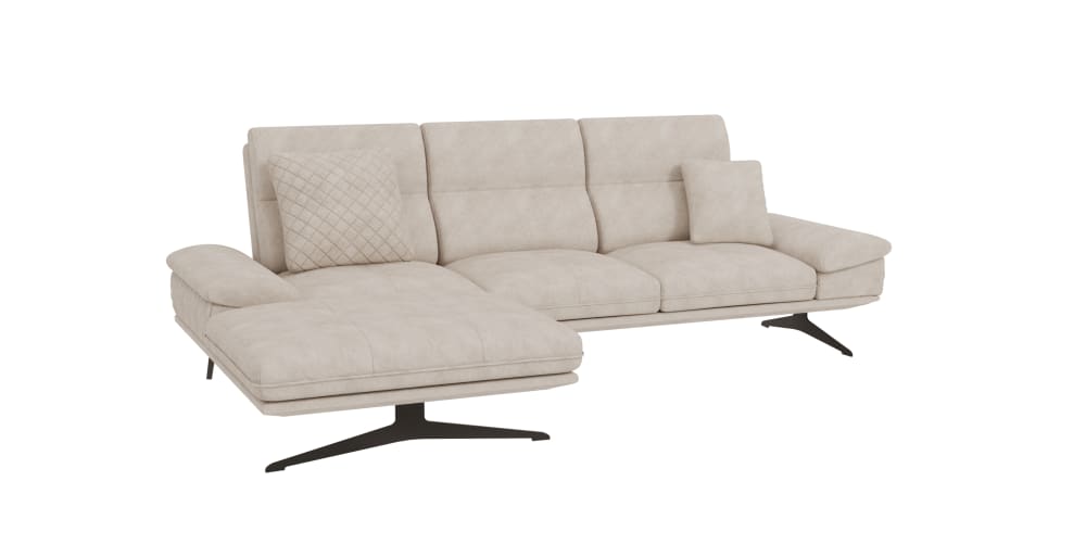 S-Style Möbel Modernes Ecksofa mit Ottomane aus Samt-Stoff, Beige style industrial Beige Samt