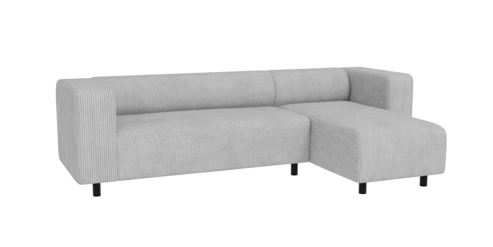 Canapé d’angle en tissu côtelé gris clair 240x142x65 cm