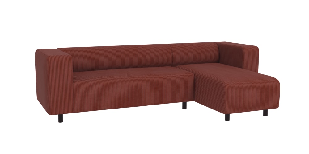 Canapé d’angle en tissu côtelé terre cuite 240x142x65 cm