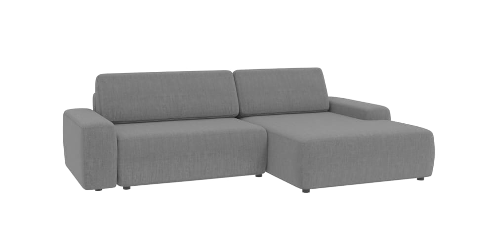 Canapé d’angle convertible avec coffre, en velours gris clair