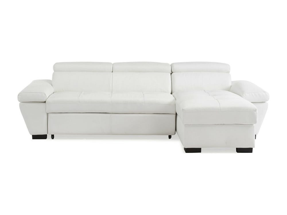 Canapé d'angle cuir 4 places blanc