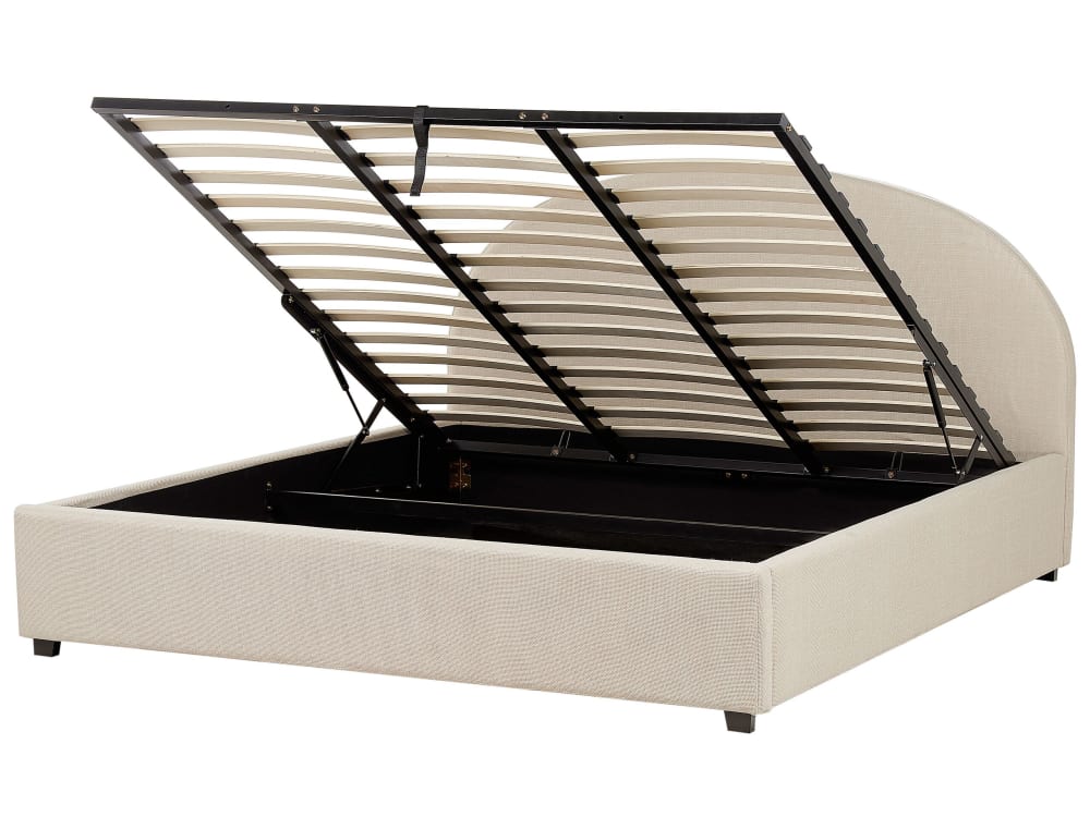 Doppelbett Aus Stoff 180X200, Beige