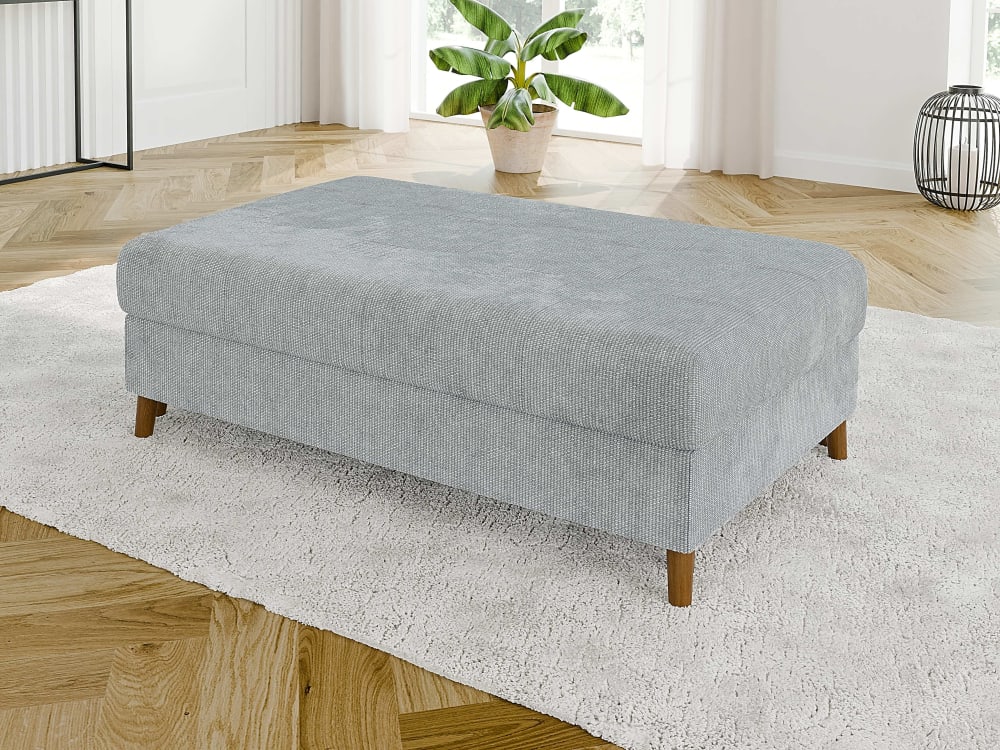 Hocker im skandinavischen Stil aus Chenille-Stoff, Hellgrau -