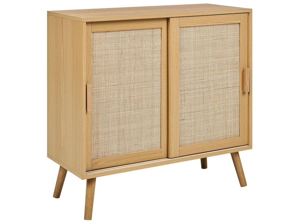 Beliani Schrank aus Holzwerkstoff 80cm, braun style landhaus - Spanplatte