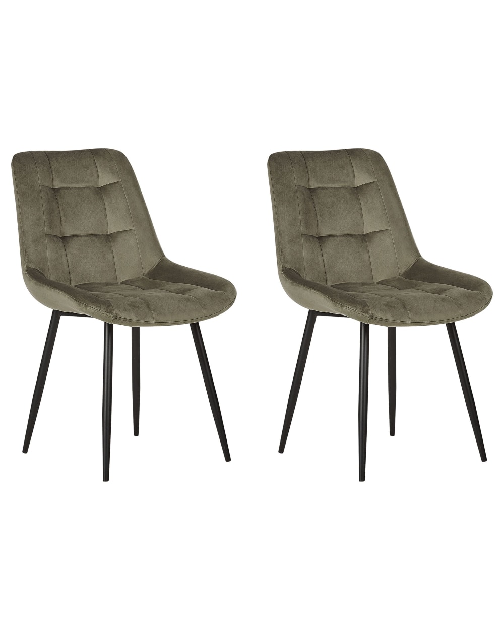 Lot de 2 chaises de salle à manger en tissu vert 50x85cm