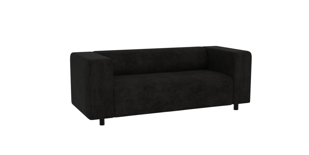 Canapé 2 places en tissu côtelé noir 151x80x65 cm