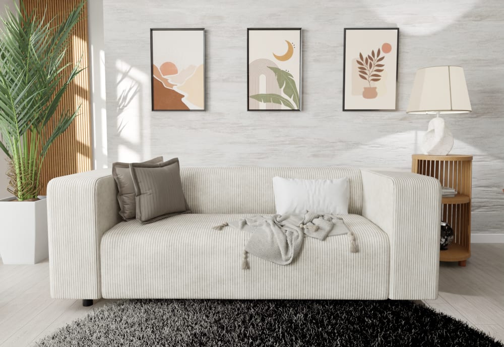2-Sitzer Modernes Sofa aus Cord-Stoff, Beige - Maisons Du Monde