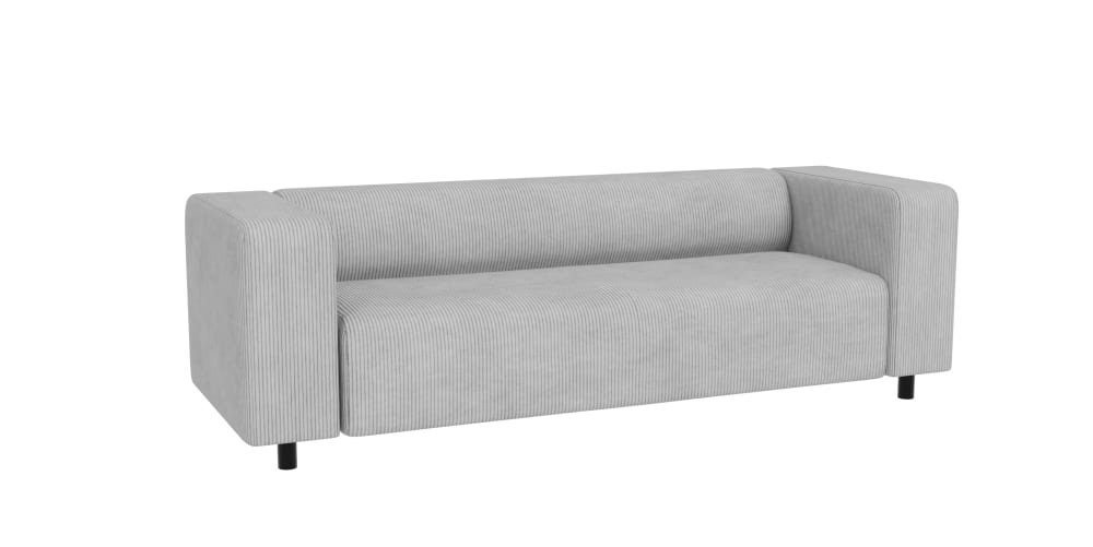Canapé 3 places en tissu côtelé gris clair 175x80x65 cm
