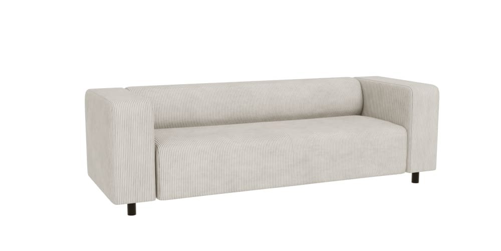 Canapé 3 places en tissu côtelé beige 175x80x65 cm