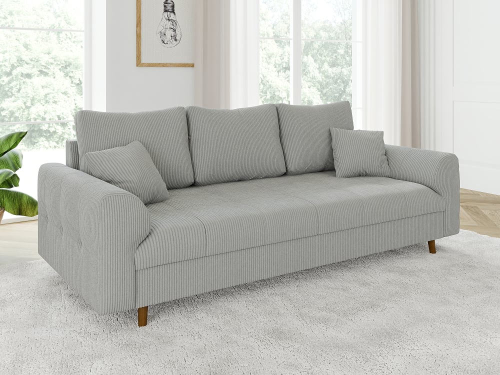 3-Sitzer Sofa im skandinavischen Stil aus Cord-Stoff, Helllgrau -