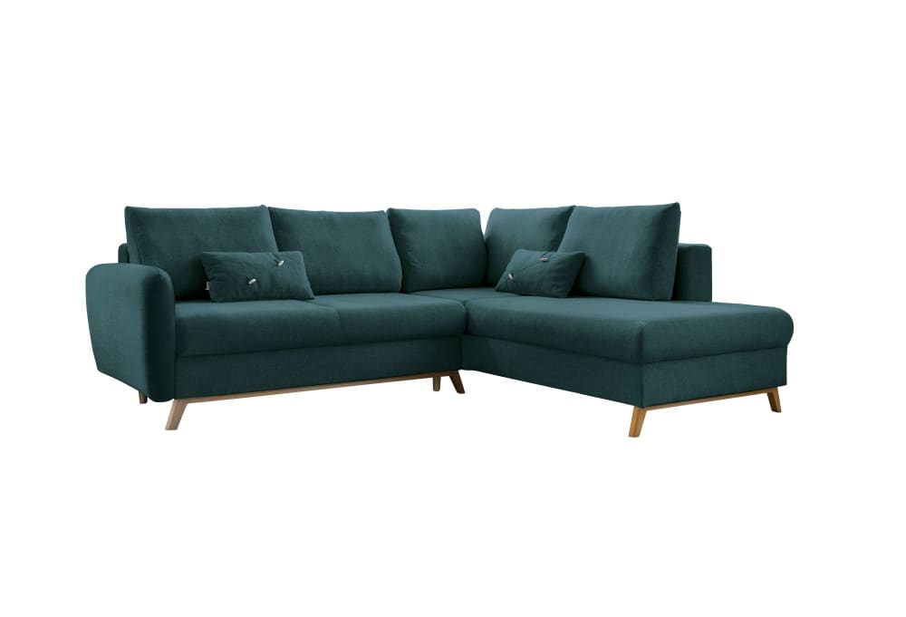 Canapé d'angle 6pl convertible, - turquoise