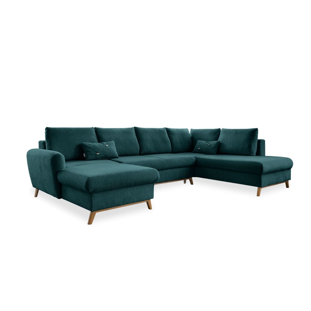 Canapé d'angle 8pl droite, - turquoise