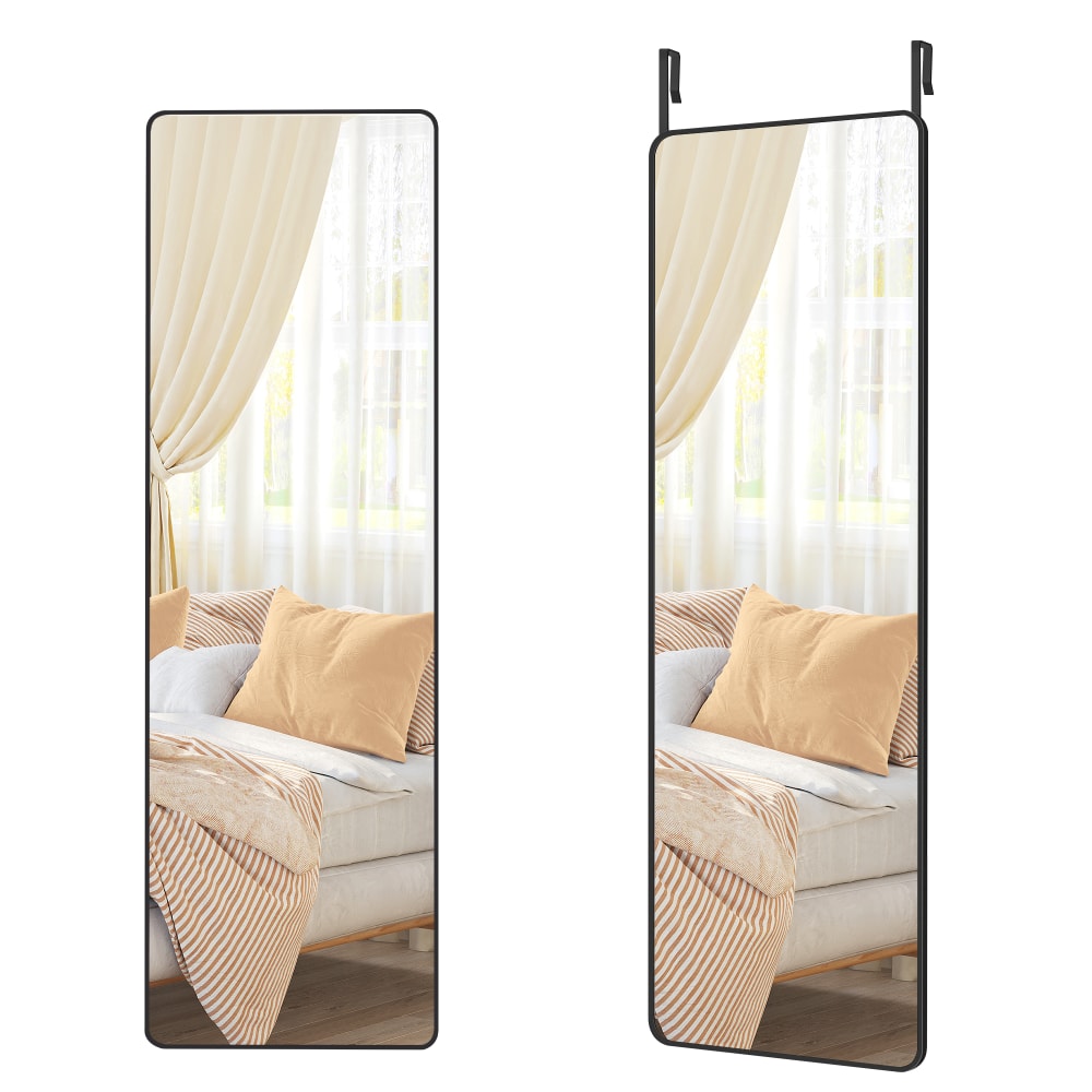 SONGMICS Miroir suspendu rectangulaire en alliage d'aluminium 120 x 40 cm noir style industriel - Verre