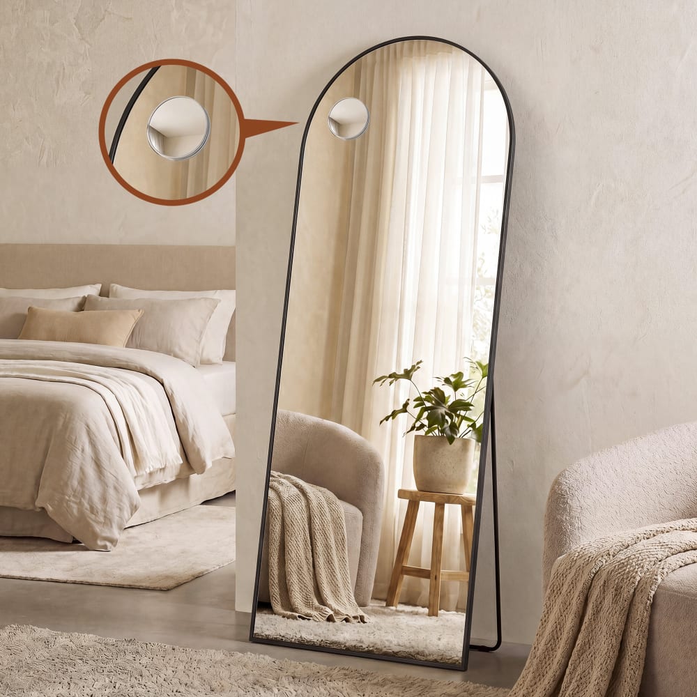 Miroir, avec miroir grossissant, verre trempé, 160 x 50 cm, noir — vue 3