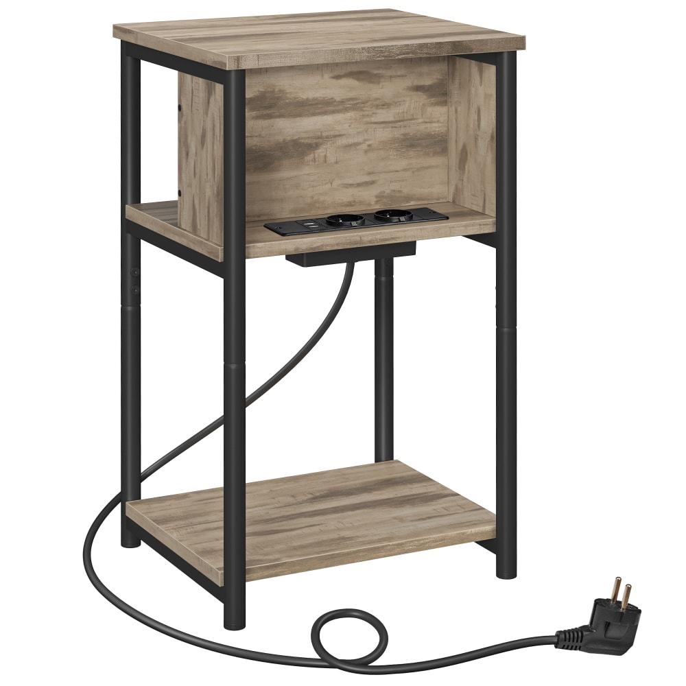VASAGLE Table d'appoint avec prise 34 x 30 x 58 cm marron camel et noir style industriel Marron Panneau De Particules - 34x58x30cm