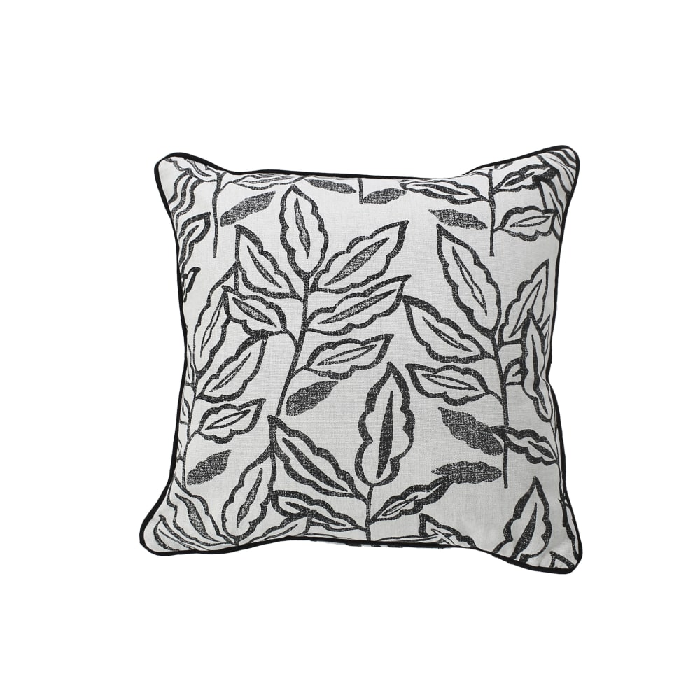 Coussin déhoussable en coton recyclé chambray coton/polyester gris