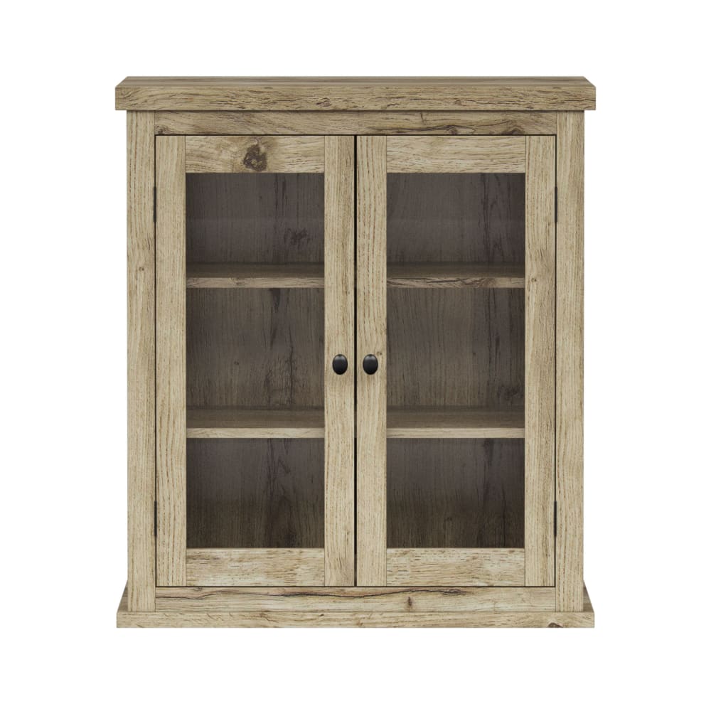 Armoire murale de salle de bain en effet bois marron avec étagères