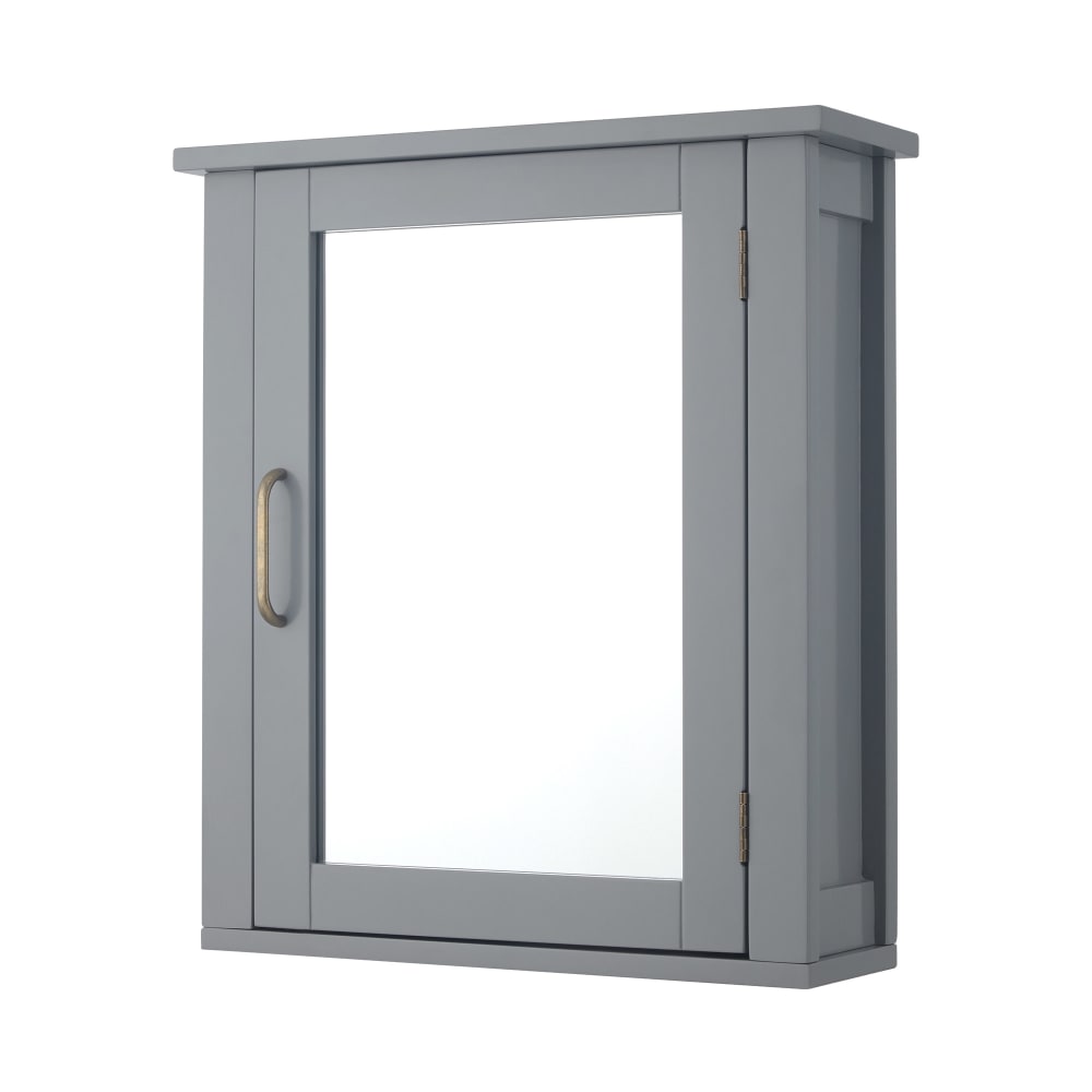 Armoire murale de salle de bain en effet bois gris avec porte-miroir