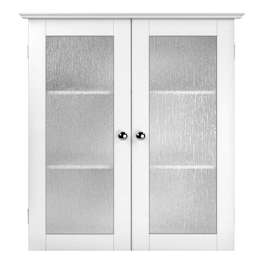 Armoire murale de salle de bain effet bois blanc portes en verre