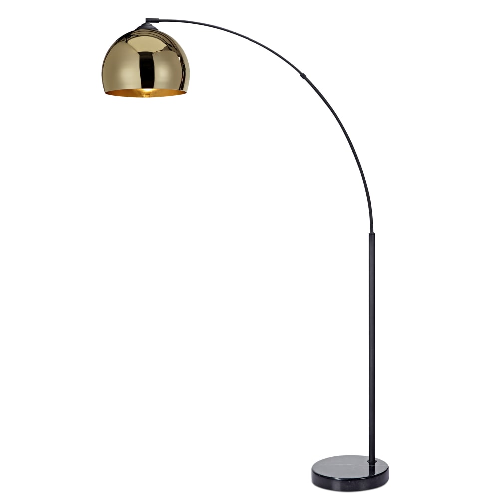 Teamson Gebogene Stehlampe aus Metall mit Glockenschirm, gold style modern - Metall