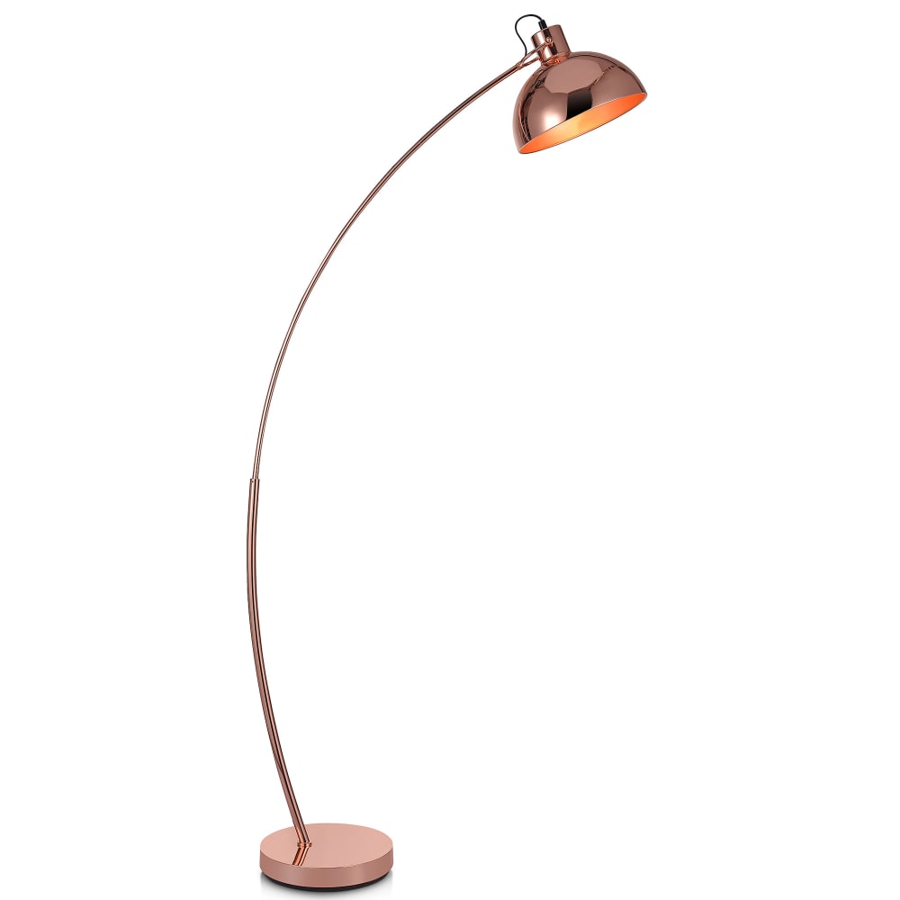 Teamson Gebogene Metall-Stehlampe mit Architektenschirm in Kupfer Kupfer Metall