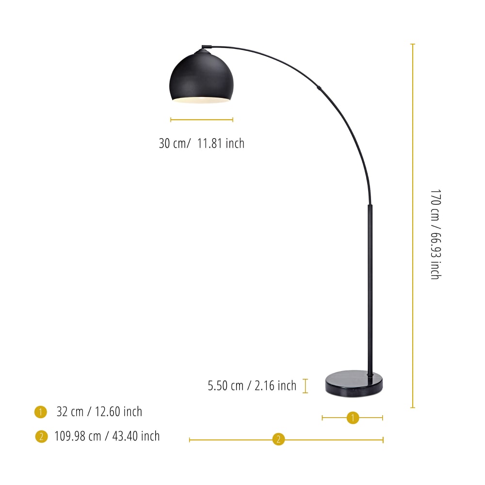 Lampadaire arco, Noir, 170cm — vue 4