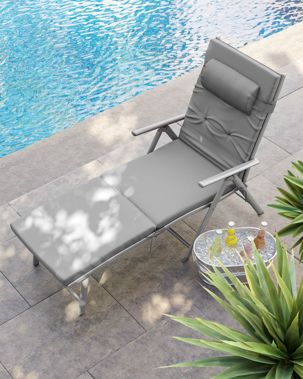 Chaises longues en alu anti-rouille gris