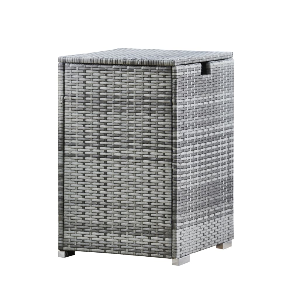 Coffre de rangement pour brasero en rotin gris