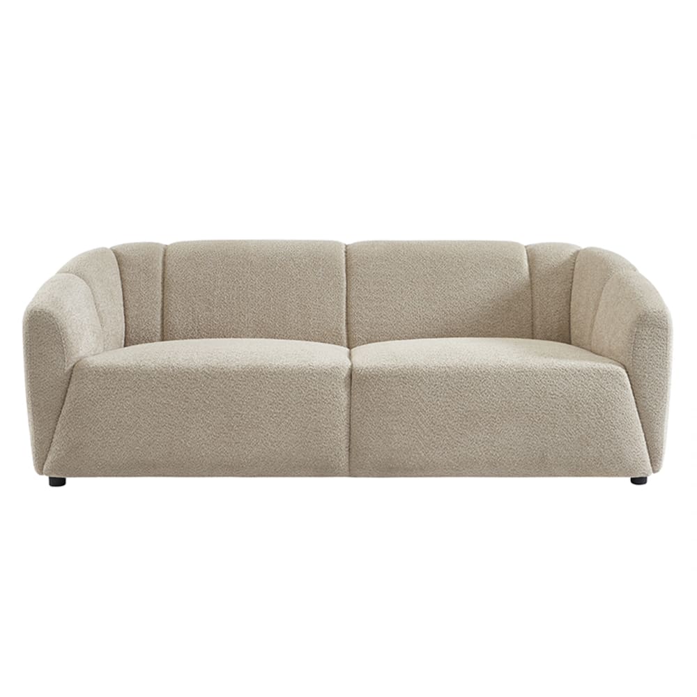 Canapé droit en tissu bouclette 3 places beige