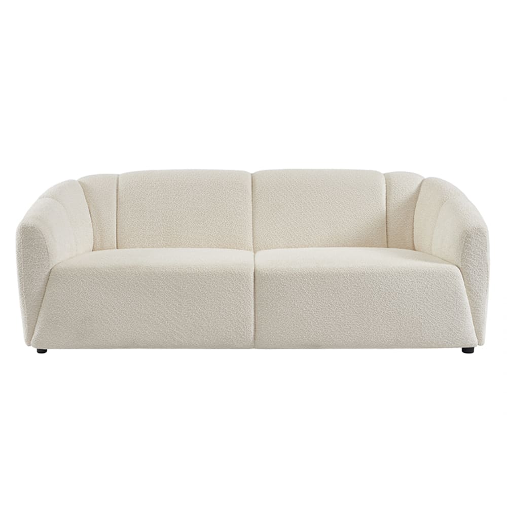 Canapé droit en tissu bouclette 3 places blanc