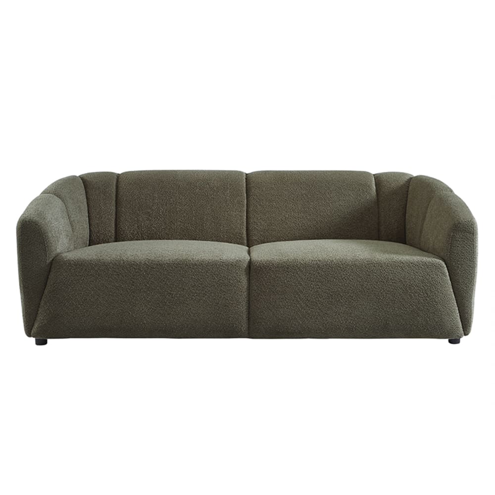 Canapé droit en tissu bouclette 3 places vert