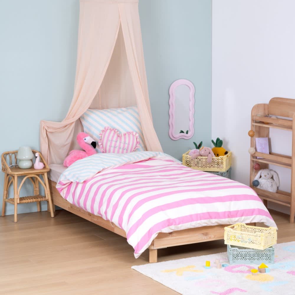 Decoratie Parure de couette 100% coton 57 fils imprimée 140x200cm 1 taie Rose Coton - 200x0x140cm