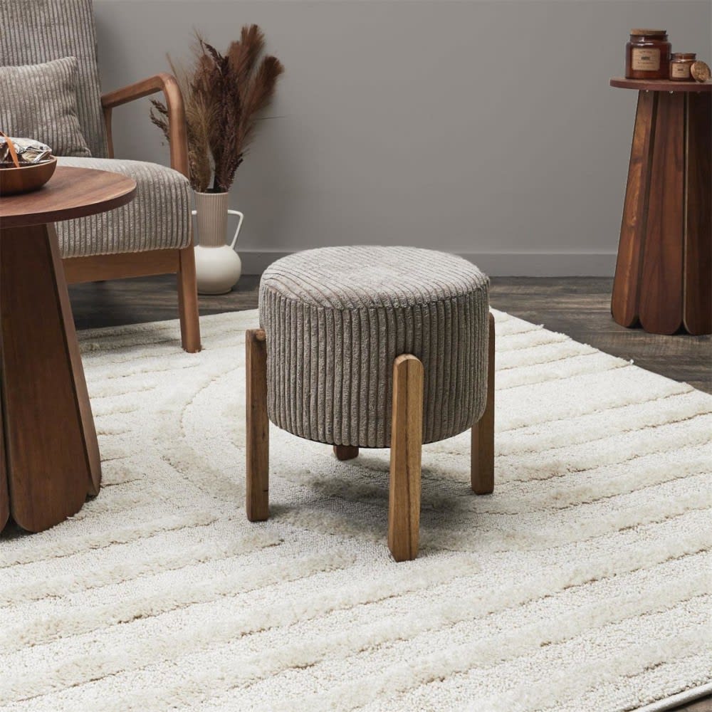 Tabouret côtelé taupe - Maisons du Monde