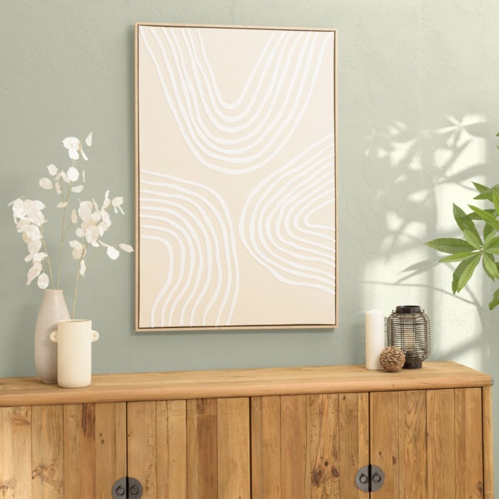 MACABANE Wanddekoration A 83x123 abstrakte Linien style classic chic Beige Pes - Polyester