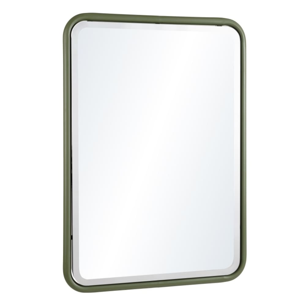 Miroir rectangulaire angles arrondis en métal vert
