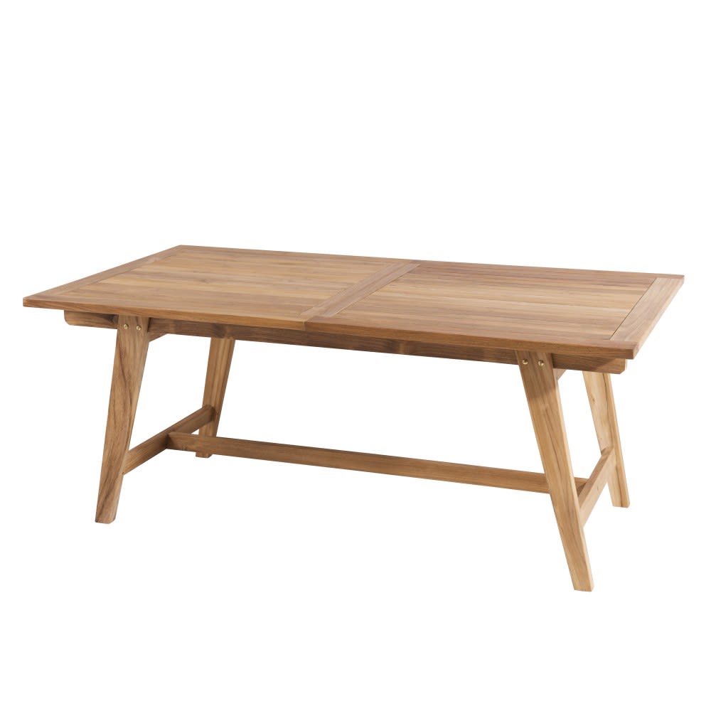 Table de jardin et fauteuils empilables en teck 8/10 personnes - Maisons du Monde
