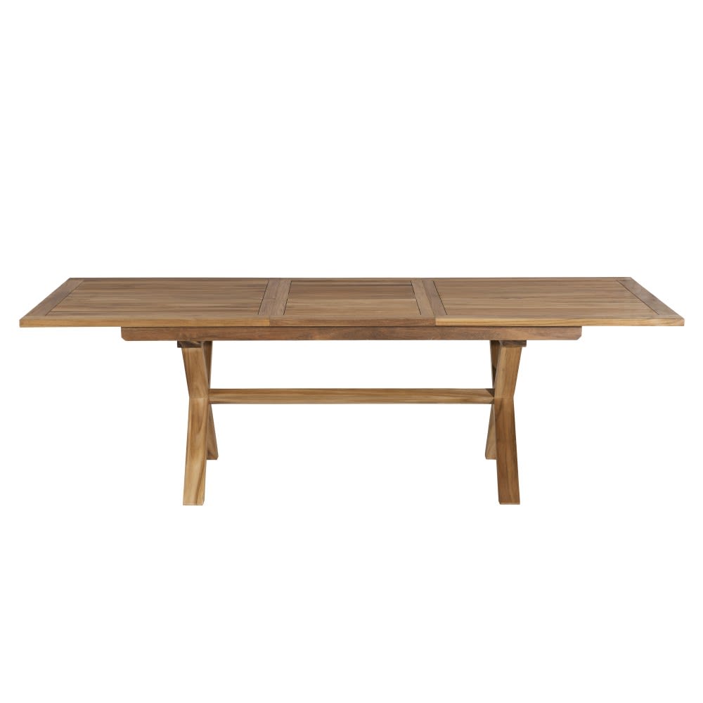Table de jardin et fauteuils empilables en teck 8/10 personnes - Maisons du Monde