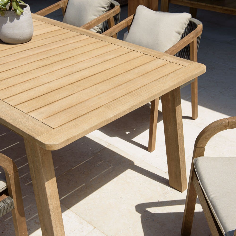 Table à manger rectangulaire de jardin en acacia L200